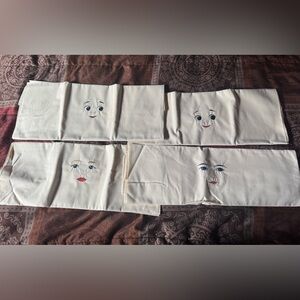 Vintage But Unused embroidered 4 Doll Faces Googly On Great 1 Yard of Fabric